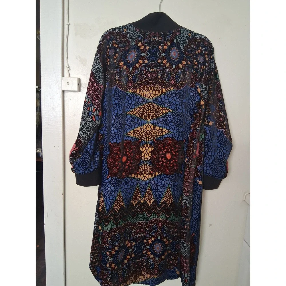 Johnny Was Reversible Silk Duster Cardigan Burnout Velvet Floral Paisley Small - Picture 8 of 9